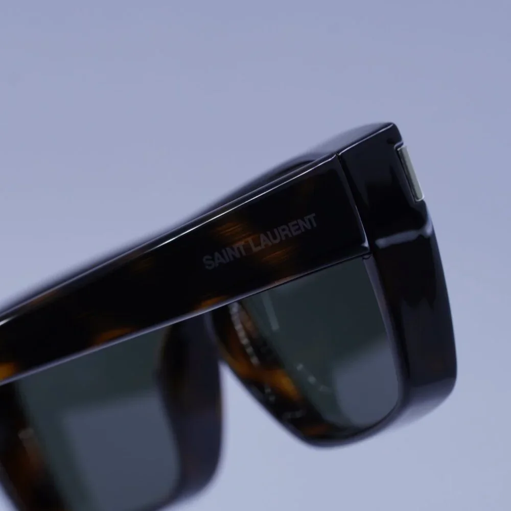 Saint Laurent SL 757 002 Sunglasses Havana Square Frame, Grey Lenses